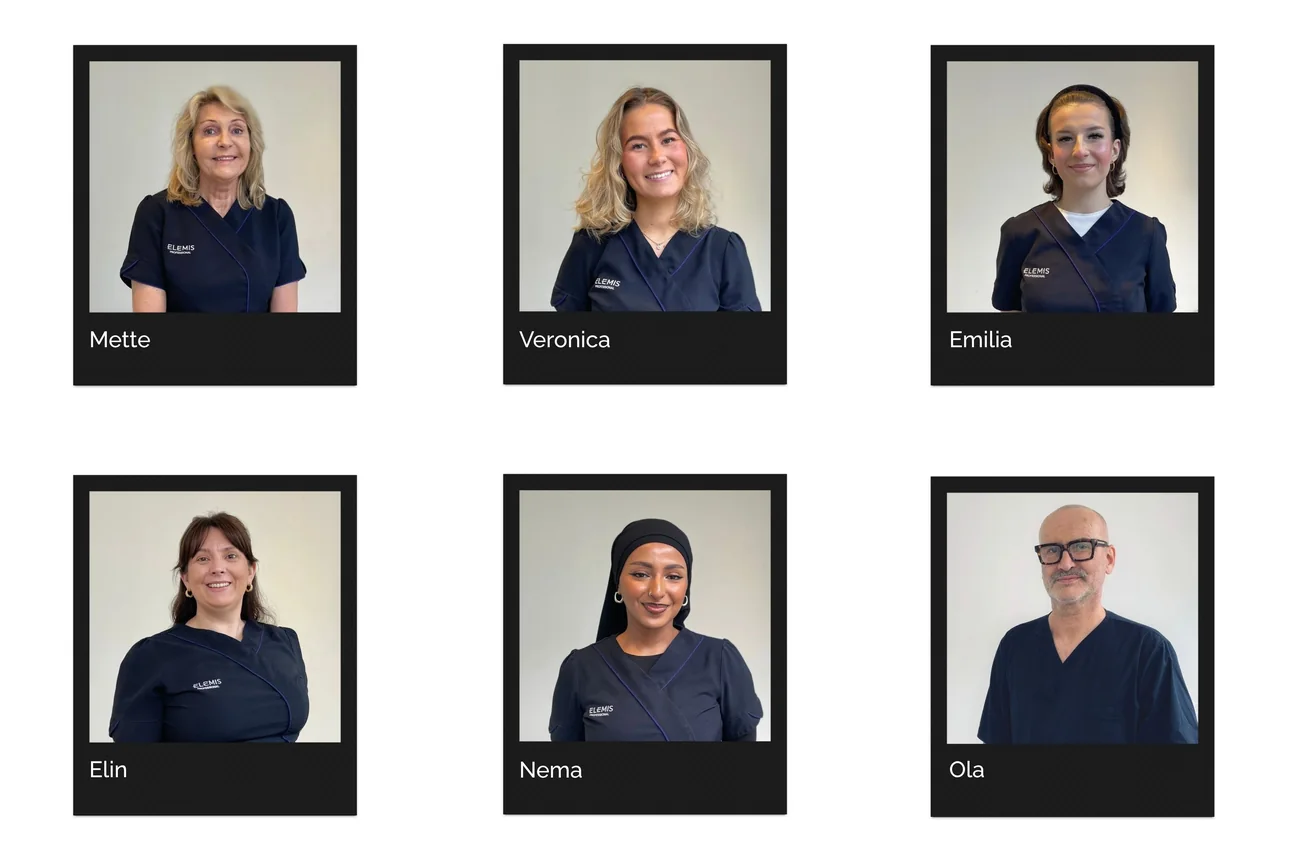 Hudterapeutene i Chicastore Klinikk: Mette, Veronica, Emilia, Elin, Nema og Ola